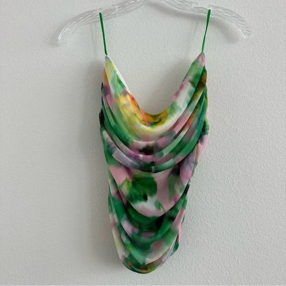 Zara Colorful Mesh Tulle Strapless Top Size: L - Picture 7 of 8